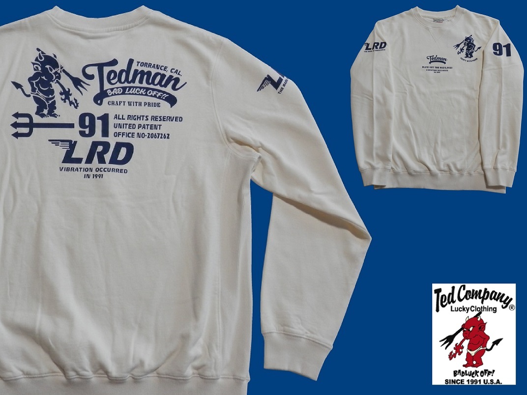 テッドマン/TEDMAN/Mサイズ/スウェットトレーナー/TDSW-1180/オフホワイト/新品/送料無料/エフ商会/アメカジ/バイカー_画像1