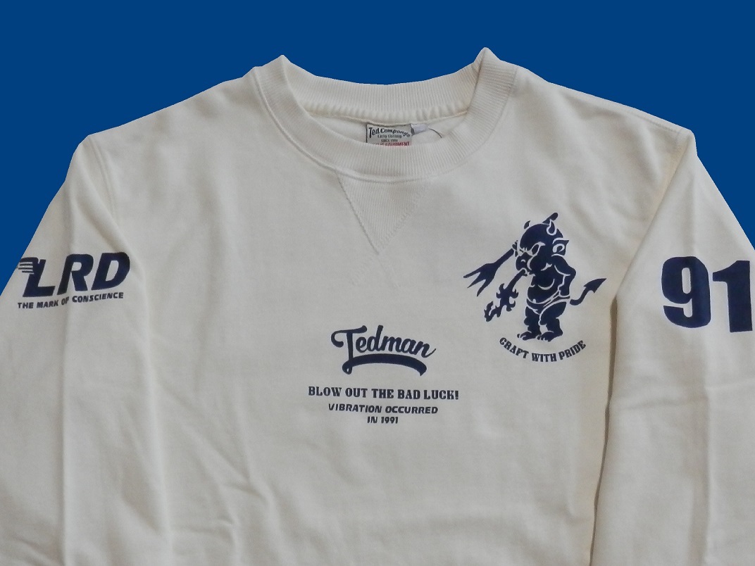 テッドマン/TEDMAN/Mサイズ/スウェットトレーナー/TDSW-1180/オフホワイト/新品/送料無料/エフ商会/アメカジ/バイカー_画像5
