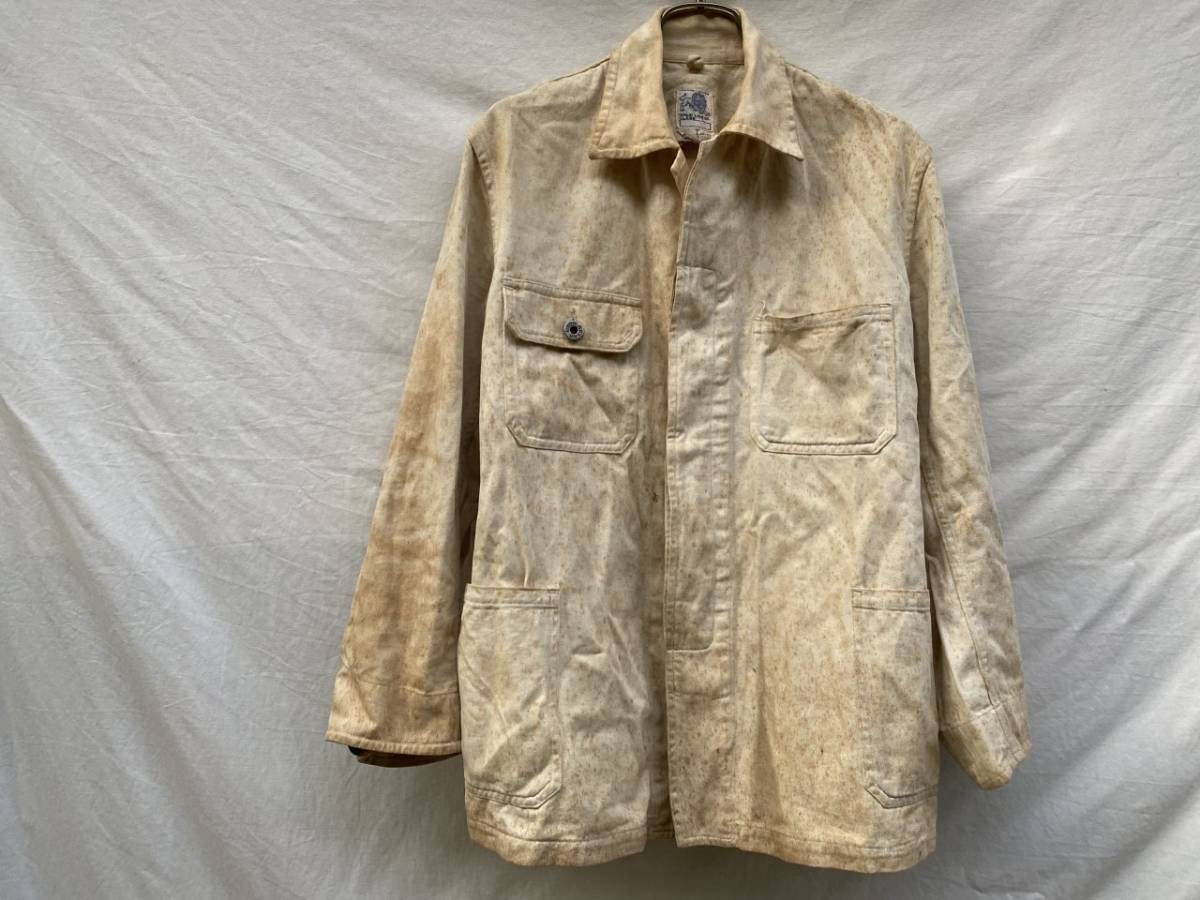 貴重 ドーナツボタン ワークジャケット カバーオール パッチポケット JAPAN VINTAGE ジャパンヴィンテージ 日本の古い服 40s50s HONJO LION_画像7