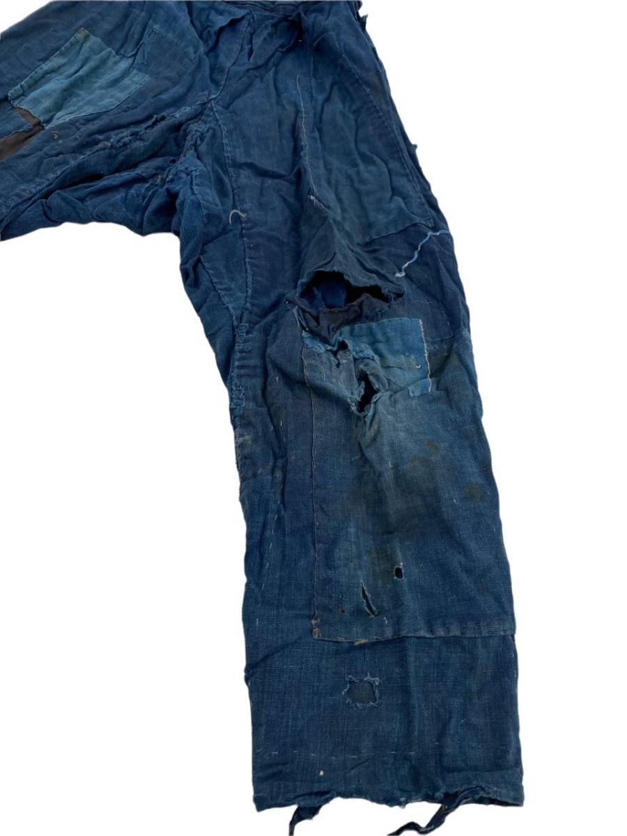 【ARTPIECE】絶品 超絶 雰囲気 襤褸 らんる BORO 藍染 INDIGO もんぺ 手差し 継ぎ接ぎ 激しい 破れ ジャパンヴィンテージ JAPAN VINTAGE_画像6