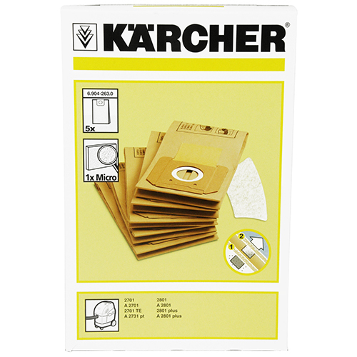 ケルヒャー KARCHER 紙パック Ａ２７０１用 5枚入 6904-263 集塵機 集塵 集じん 掃除機 バキューム クリーナー 用 消耗品 パーツ_KARCHER 紙パック Ａ２７０１用 6904-263