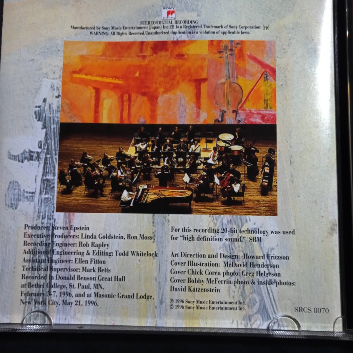 ボビー・マクファーリン&チック・コリア プレイ・アマデウス Bobby McFerrin & Chick Corea The Mozart Sessionsの画像3
