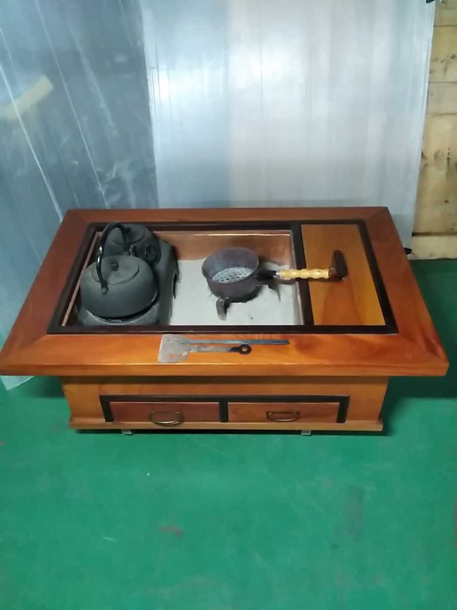 # length fire pot fire pot accessory equipped peace furniture .. reverse side old .. ash antique retro table Nagano departure certainly commodity explanation . please verify 