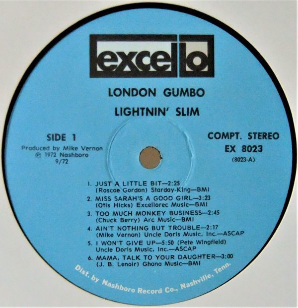 BLUES LP #Lightnin\' Slim / London Gumbo [ US ORIG Excello EX 8023 ]\'72 Producer Mike Vernon
