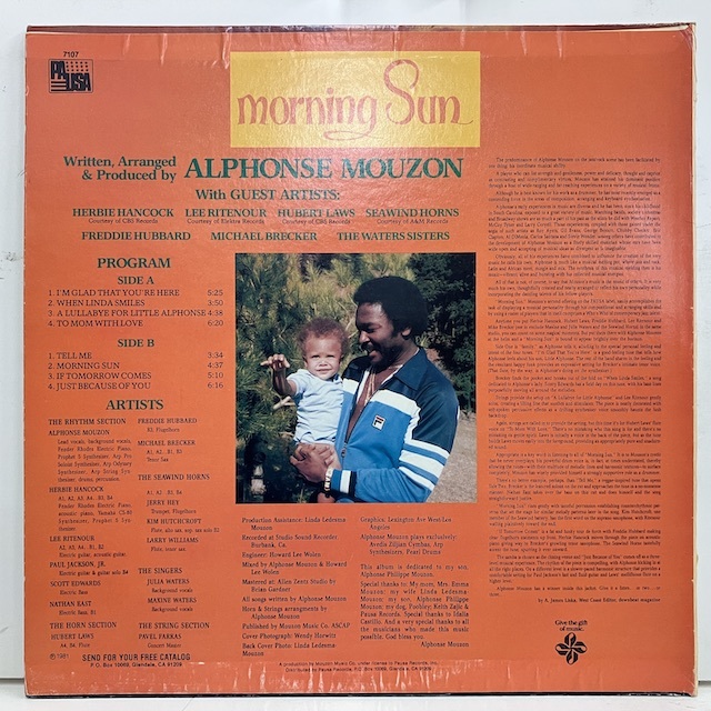 ■即決 FUSION Alphonse Mouzon / Morning Sun jf23451 米オリジナル アルフォンス・ムゾーン I'm Glad That You're Here 収録_画像3