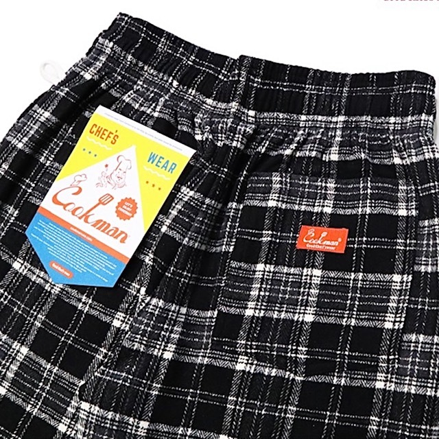 Lサイズ COOKMAN シェフパンツ WOOL MIX タータンチェック ブラック クックマン Chef Pants ウールミックス フランネル_画像3