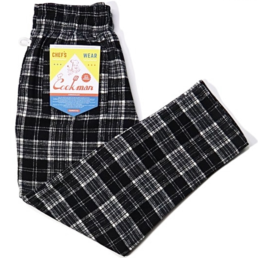 Lサイズ COOKMAN シェフパンツ WOOL MIX タータンチェック ブラック クックマン Chef Pants ウールミックス フランネル_画像1