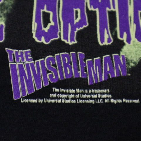 新品 THE INVISIBLE MAN 透明人間 Tシャツ XL ブラック 蛍光 Universal Monster ホラー 映画 ムービー キャラクター フランケンシュタイン_画像4