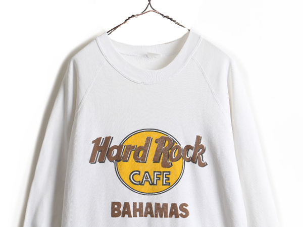80s ビンテージ ■ ハードロックカフェ BAHAMAS ロゴ プリント スウェット トレーナー ( メンズ レディース L ) 古着 Hard Rock CAFE 企業_画像2
