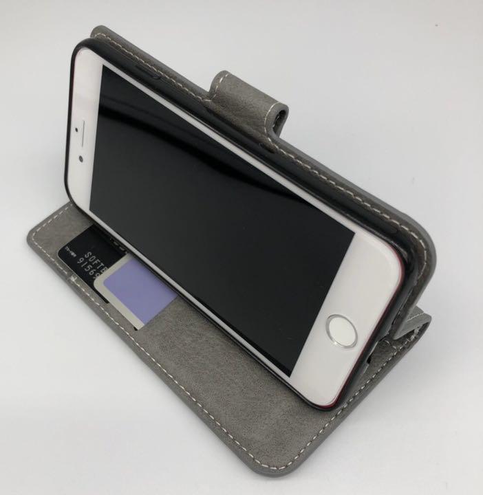 iPhone7/8ケース SE3 SE2 高級牛本革 親子イヌ焼印 手帳型ケース iphoneケース_画像9