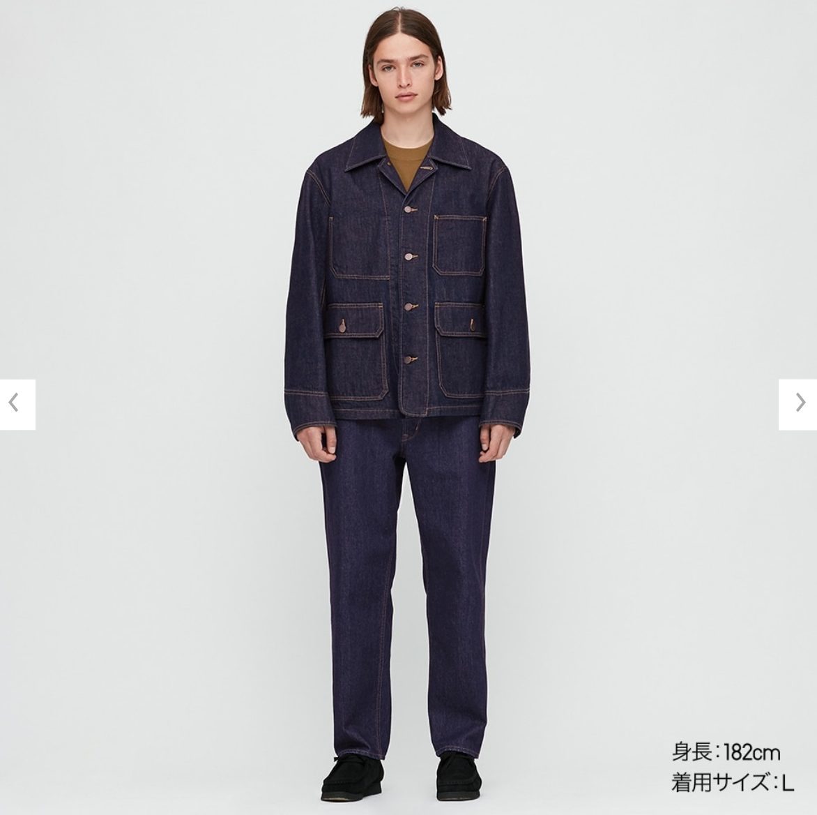 新品未使用 UNIQLO U ユニクロU デニム ワーク ジャケット M NAVY 2020AW 定価7689円 元 エルメスHERMES デザイナー ルメール カバーオール_画像4