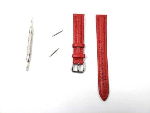 Замена часов ремень Croco нажимает подлинная кожаная пружинная пружинная стержень с инструментом 16 мм красный