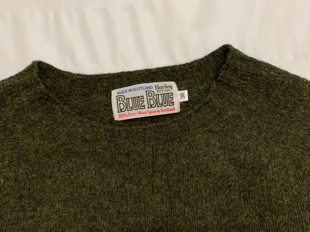 美品ハリウッドランチマーケット×Harley スコットランド製　ウールセーター　38サイズ　グリーン系_画像5