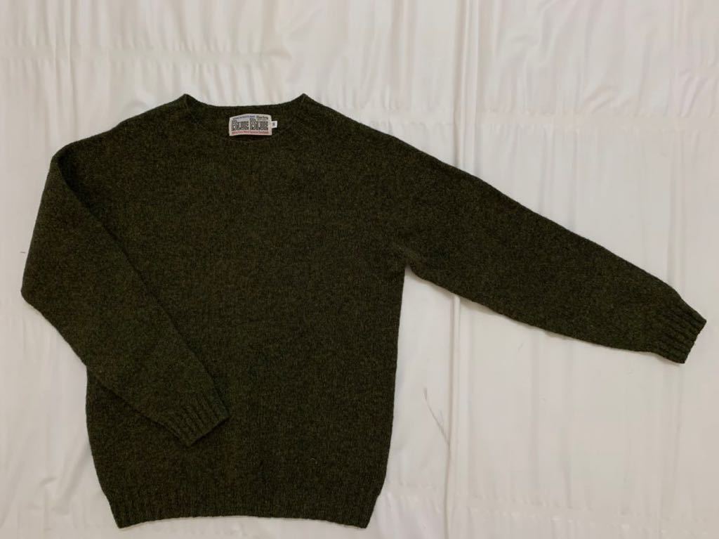 美品ハリウッドランチマーケット×Harley スコットランド製　ウールセーター　38サイズ　グリーン系_画像3