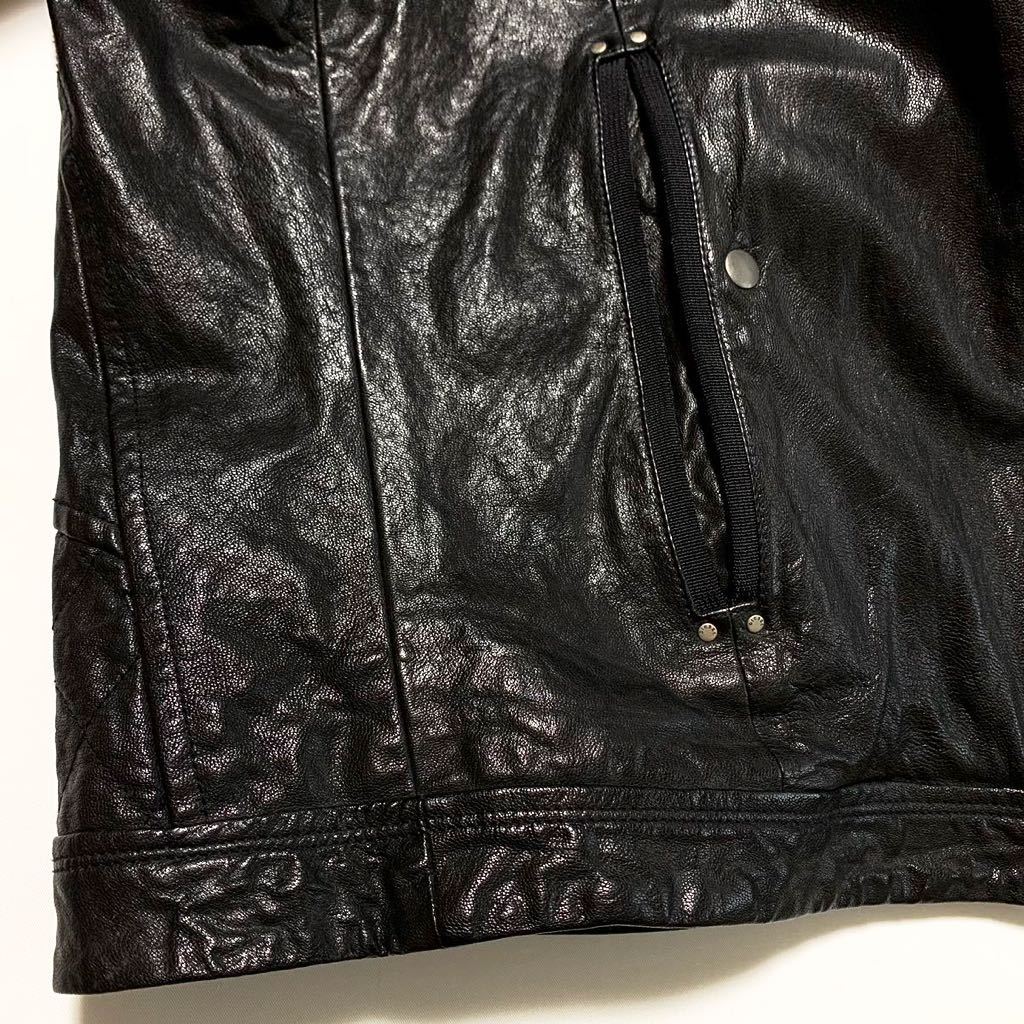 ☆良品 ディーゼル DIESEL レザー シングル ライダース ジャケット 黒