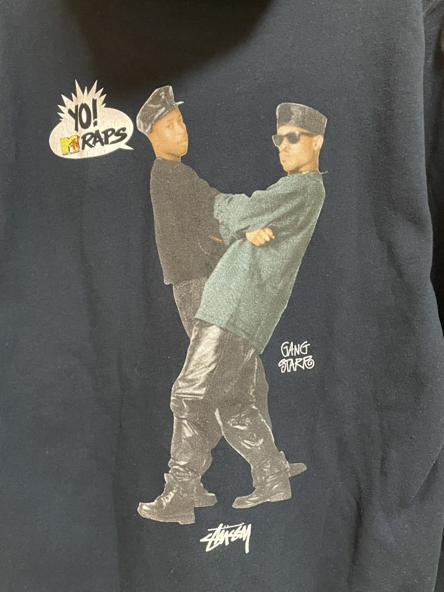 【YO!MTV RAPS】STUSSY × GANG STARR パーカー 黒S ステューシー ギャングスター フーディー 別注 コラボ_画像3