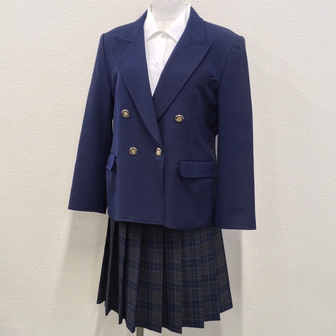 (G)A515 (中古) 群馬方面 学生服 3点セット /9/W66/ブレザー/ブラウス/スカート/School Suits/KANKO/制服/冬服/冬用/女子学生/中学/高校