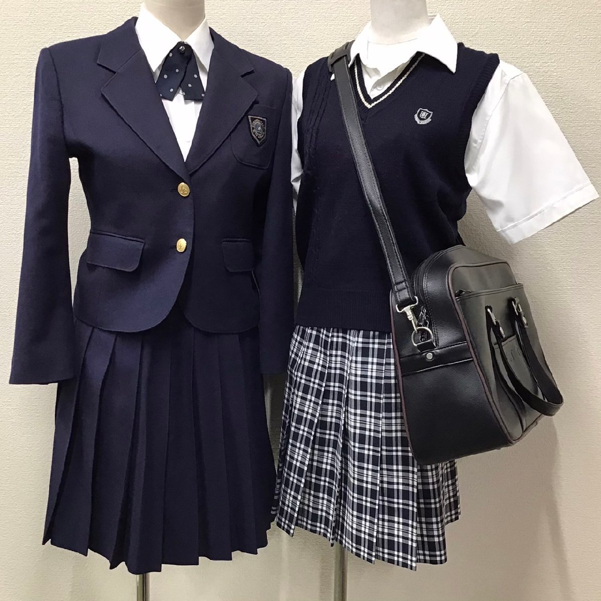 OT9-2(中古) 栃木県 宇都宮短期大学附属高校 学生服 14点セット /指定品/ブレザー/ベスト/ブラウス/スカート/リボン/鞄/靴下/制服/卒業生品_画像1