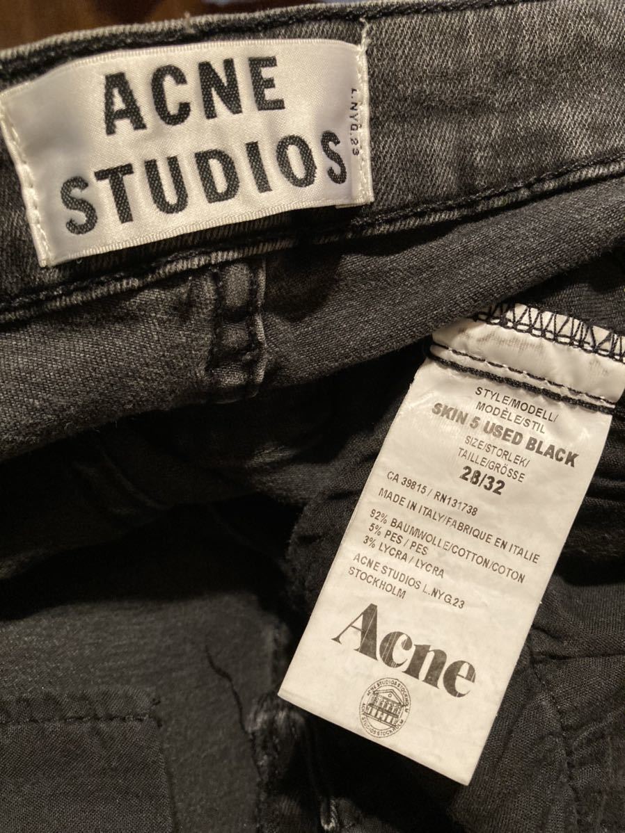 【最終SALE価格】美品ACNE STUDIOSアクネ 『SKIN5 USED BLACK』スキニーパンツ デニム 黒 梨花の画像4