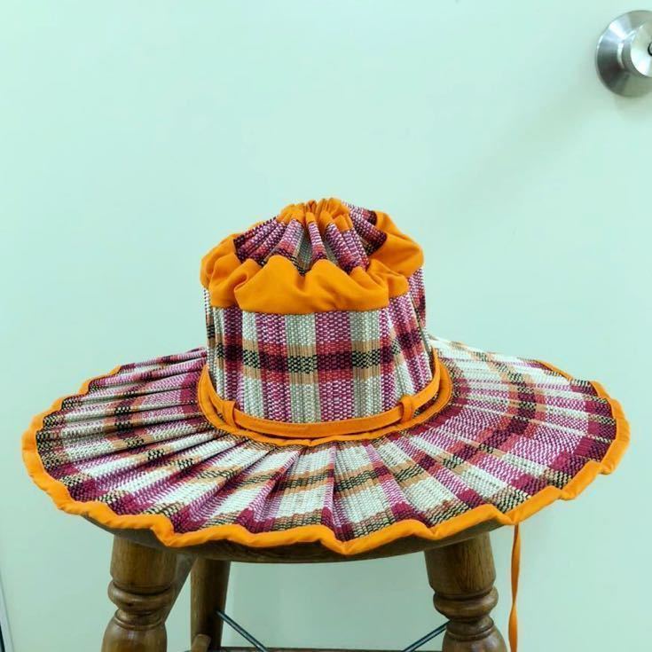 【LORNA MURRAY】ローナマーレイ pink×orange INDIAN SUMMER CAPRI HAT L ピンク×オレンジ カプリ  ハット プリーツ 麦わら サンハット レディースファッション 帽子