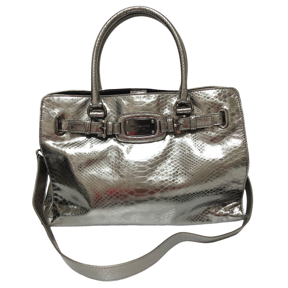 誠実 MICHAEL KORS マイケルコース パイソン型押し 2wayトートバッグ