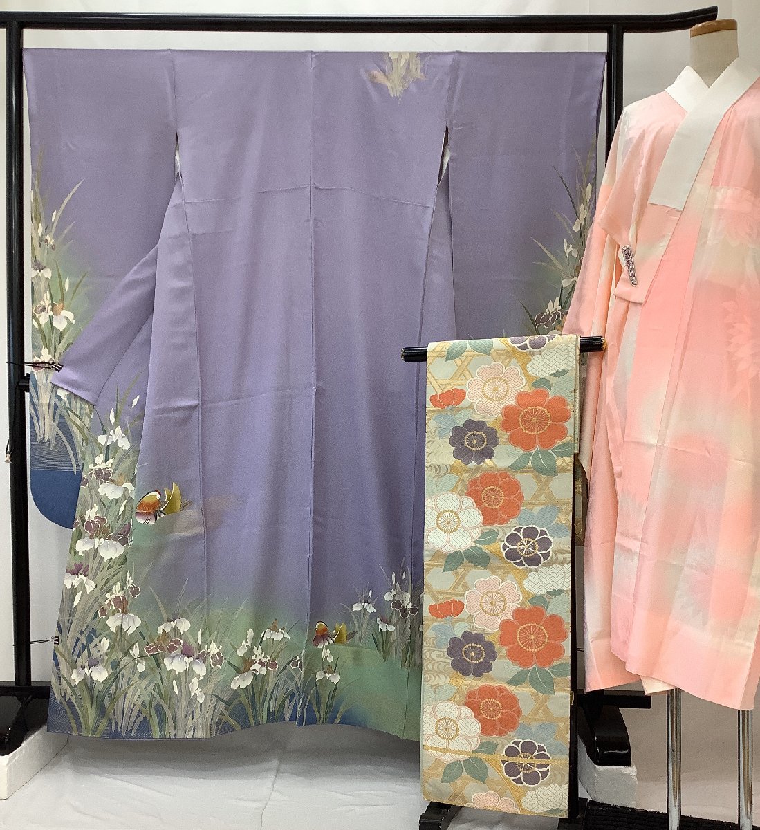 きものcocon☆振袖・襦袢・帯 3点セット☆正絹/薄紫系/襦袢:胴単衣袖