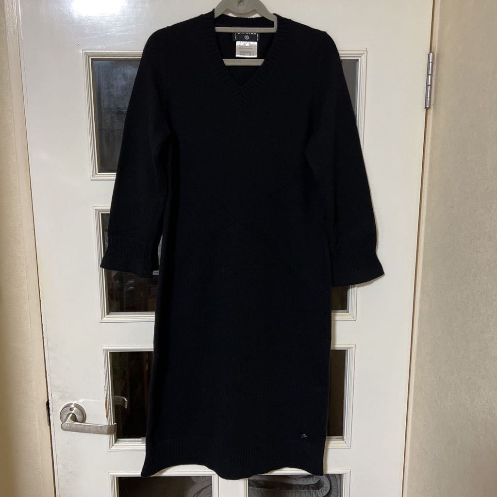 美品】CHANEL シャネル カシミヤ 七分袖 ワンピース size38 ココマーク