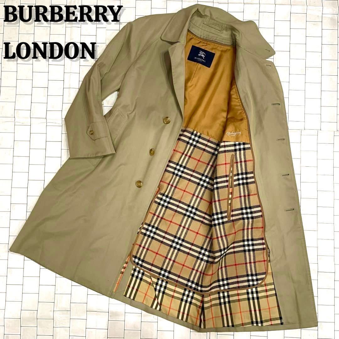 Burberry ウールコート くるみボタン ロゴボタン付き 裏面ノバチェック