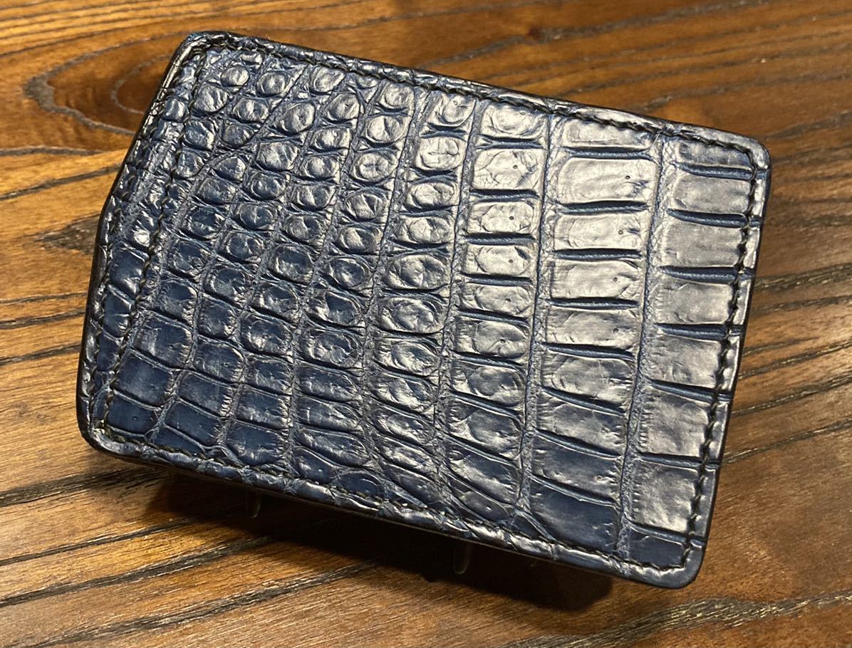 正規通販  クロコダイル 財布 コンパクトウォレット 藍染クロコ