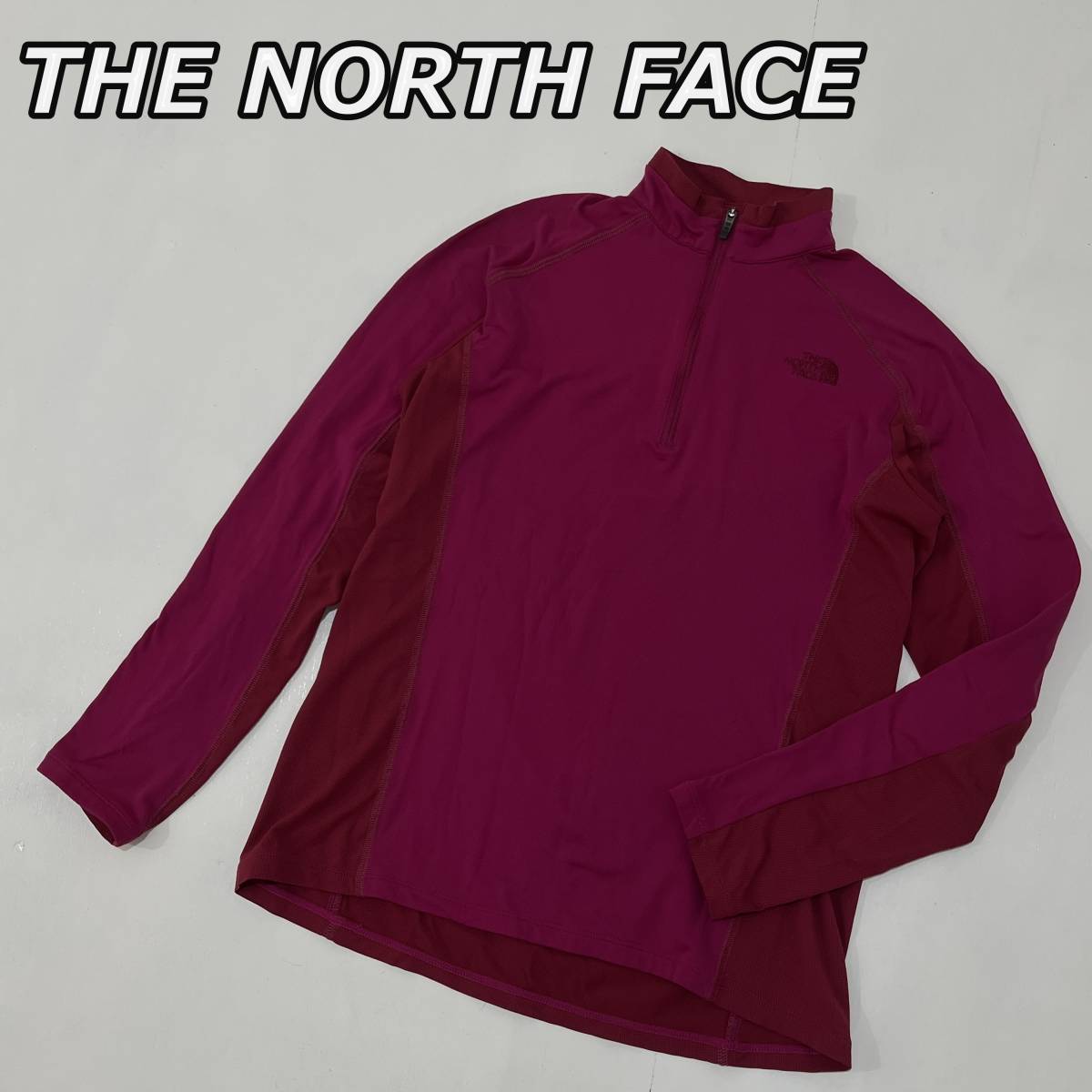 レディース【THE NORTH FACE】ノースフェイス ハイブリッド デルタ ハーフジップ スタンドカラーシャツ ロンT ナイロン ピンク NTW11401