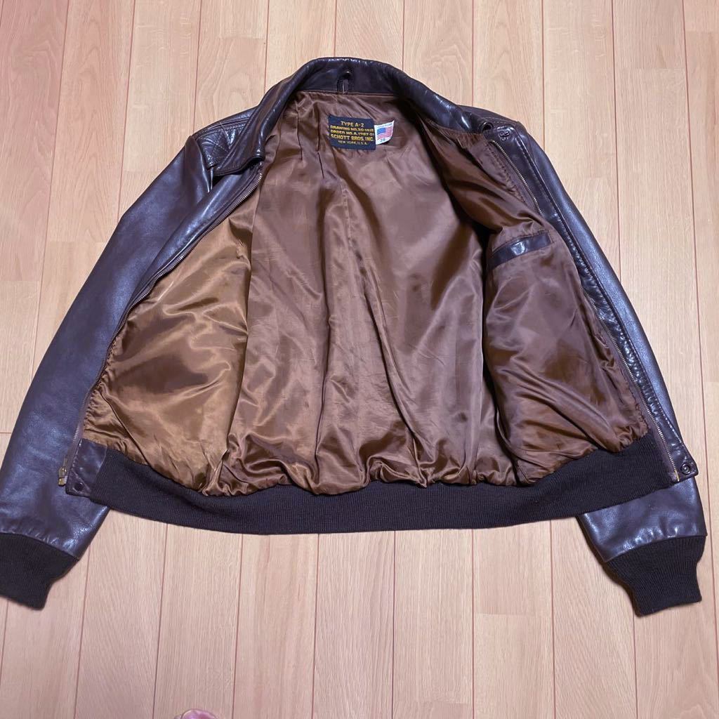 フライトジャケット A-2 Schott USA製 ブラウン size 38 レザー
