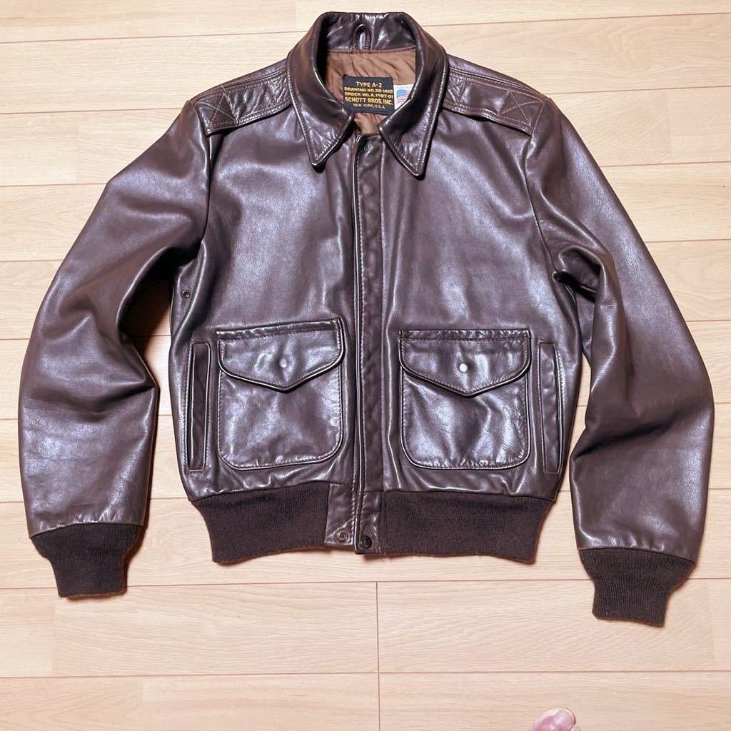 フライトジャケット A-2 Schott USA製 ブラウン size 38 レザー