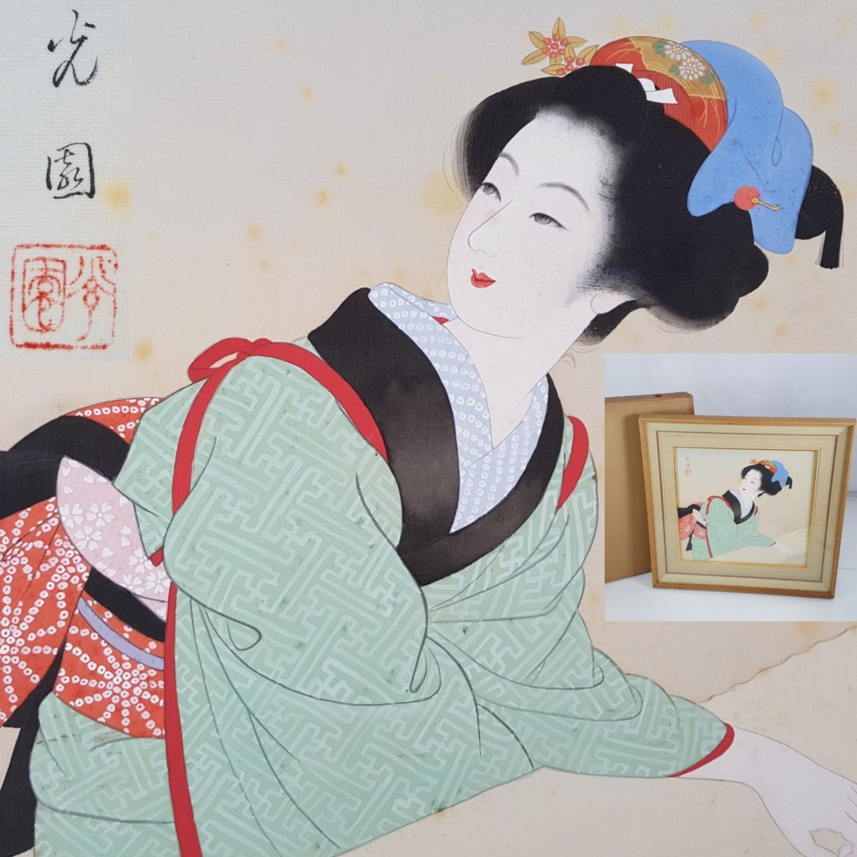 Yahoo!オークション - 【宝蔵】真作 佐藤光園 美人画 『春うらら Yahoo!オークション - 【宝蔵】真作 佐藤光園 美人画 『春うらら