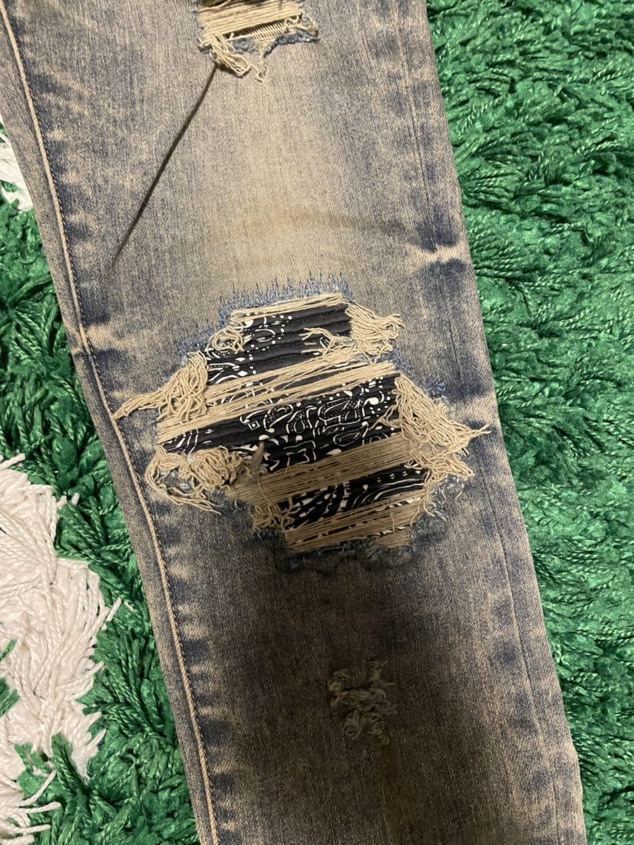 30 AMIRI アミリ バンダナ デニム スキニー ストレッチ Bandana Denim