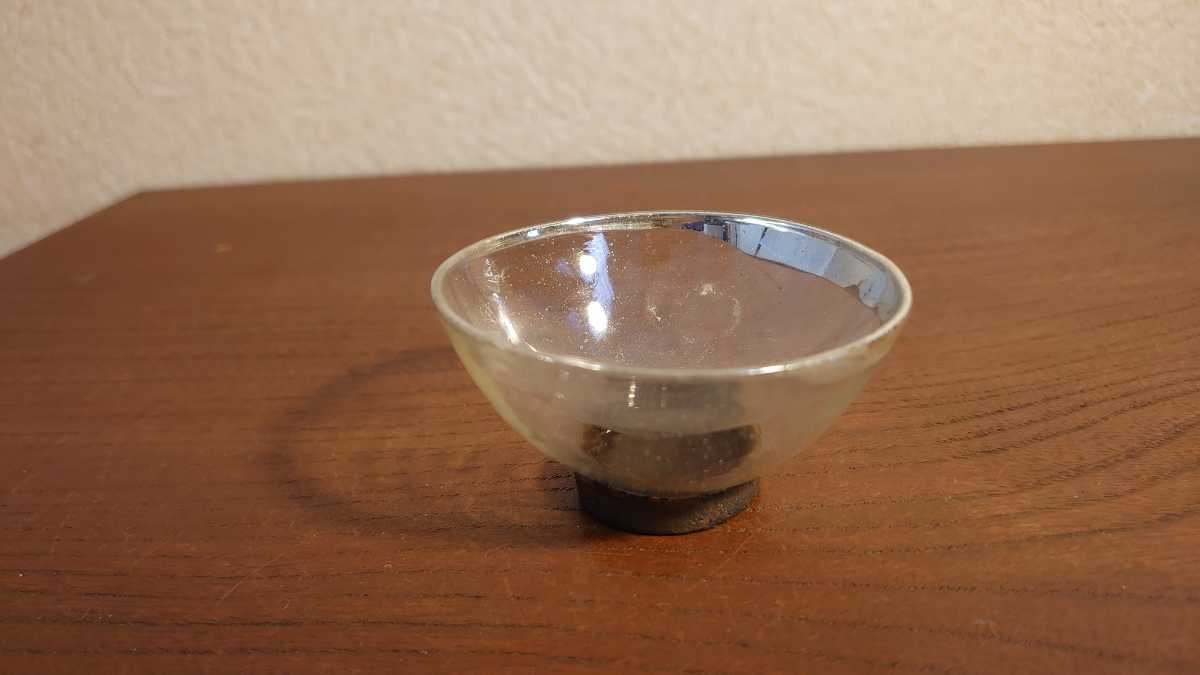 大正ガラス 盃 お猪口 吹きガラス 気泡ガラス クリアガラス 蔵出し