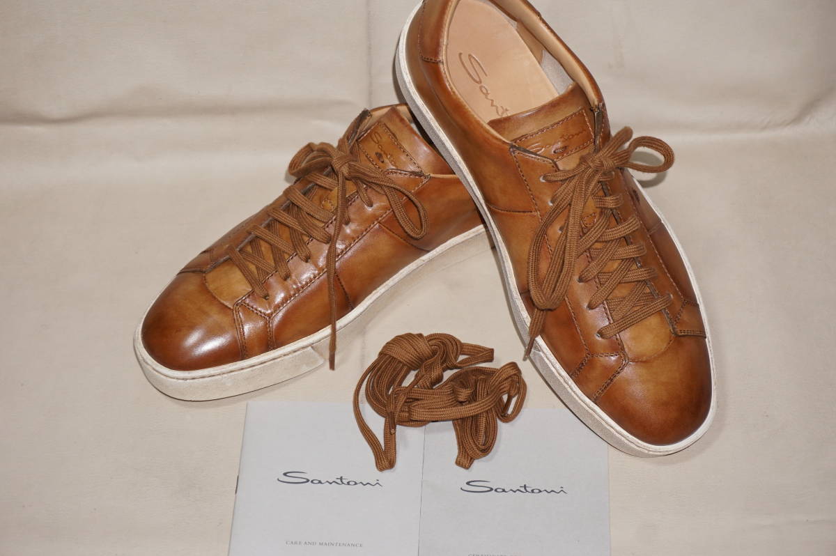 新品”Santoni サントーニ高級牛革スニーカー” 26.5-27 新品”Santoni サントーニ高級牛革スニーカー” 26.5-27