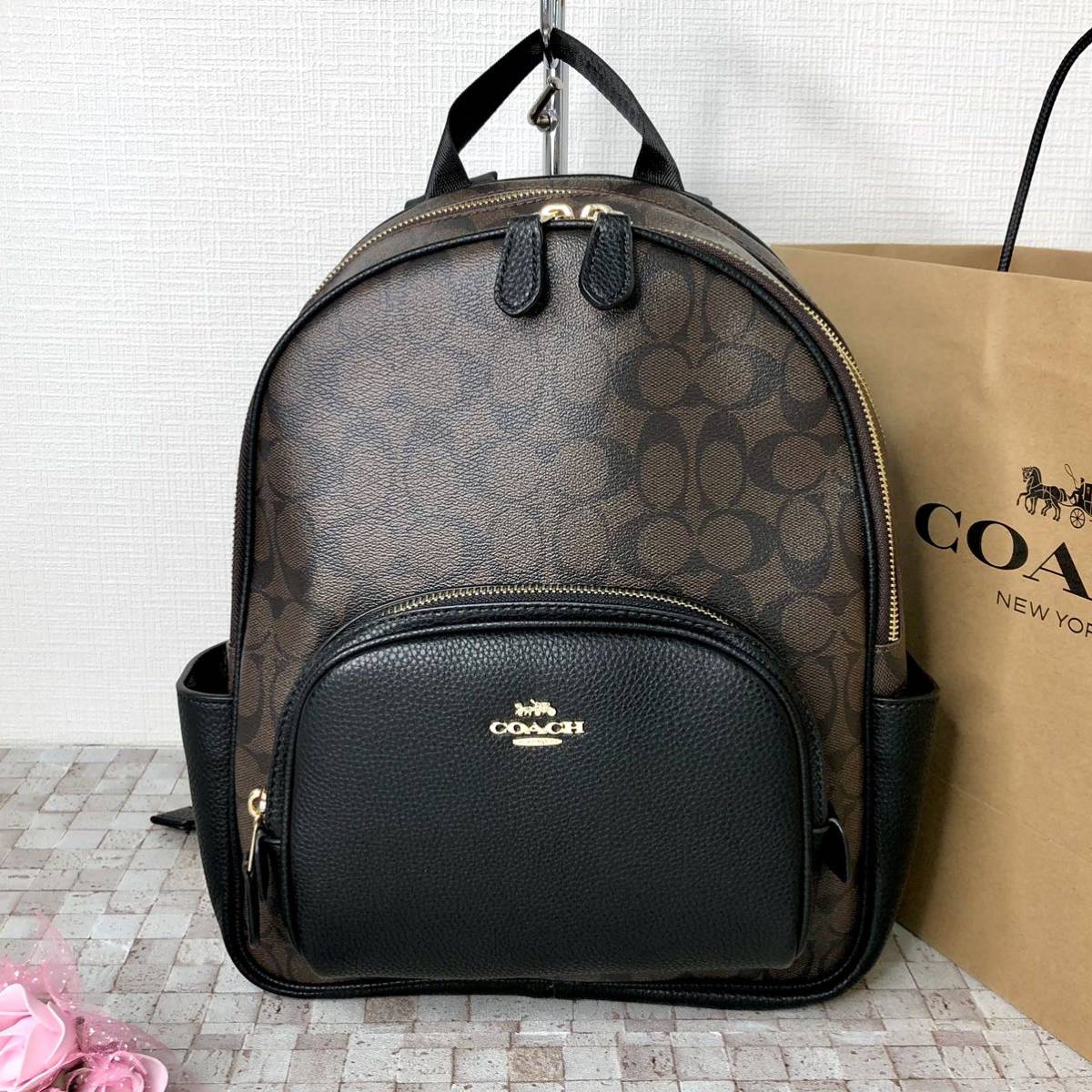 新品・未使用 COACH リュック バックパック ダークブラウン（ポケット