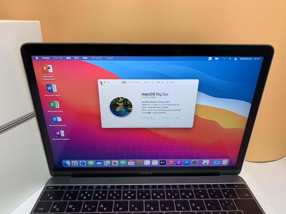 2017年式/MacBook (Retina-12inch) A1534/core m3-1.2Ghz デュアルコア