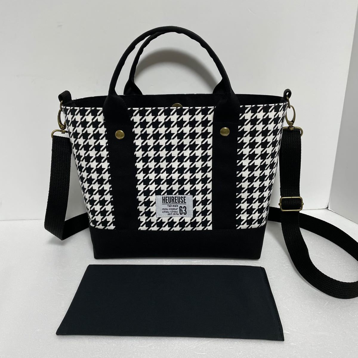 2wayショルダーバッグ 千鳥格子柄と11号帆布 ハンドメイド|PayPayフリマ