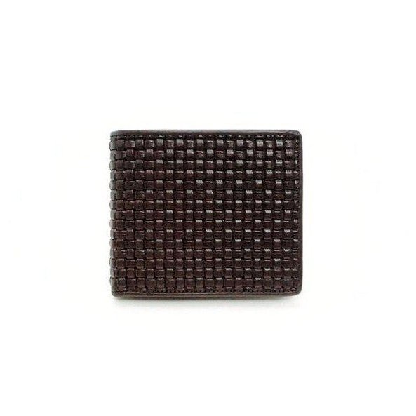 財布　二つ折り財布　ブロックメッシュ&薄金ヘビ　ダイヤモンドパイソンレザー　ブラウン　日本製