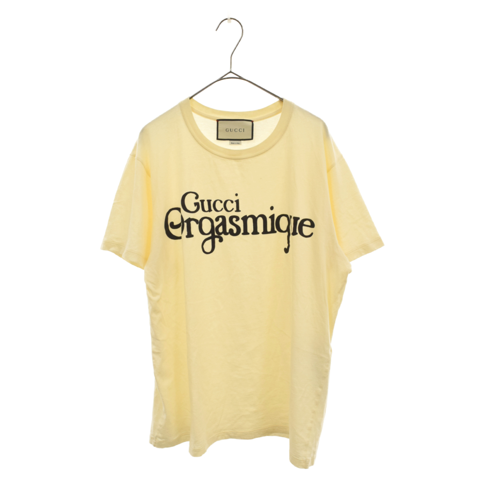 GUCCI(グッチ)21SS Orgasmique ロゴプリントクルーネック 半袖Tシャツ