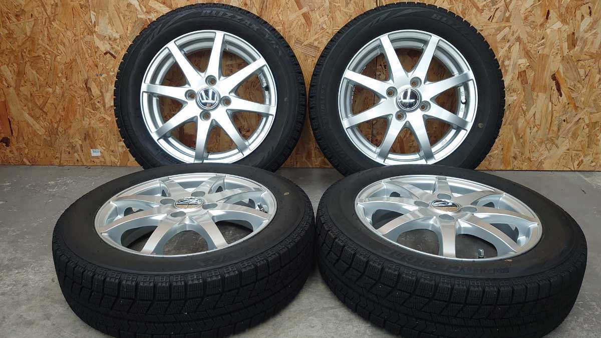 19年製造 155/65R14 BRIDGESTONE BLIZZAK VRX 4本セット アルミ付 軽