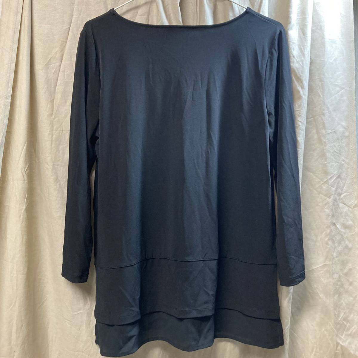 【T2154】CK Calvin Klein カルバンクライン レディース 七分丈 カットソー トップス ブラック Sサイズ CKYTG0041J BLK_画像3