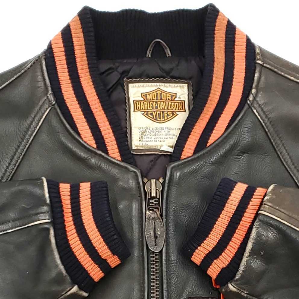 希少MA-1タイプ◇HARLEY-DAVIDSON◇オールレザースタジャンMこげ茶