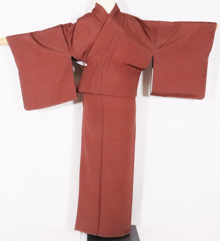 江戸小紋 角通し 袷 正絹 赤茶紫 角通し Lサイズ ki20767 新品 日本製