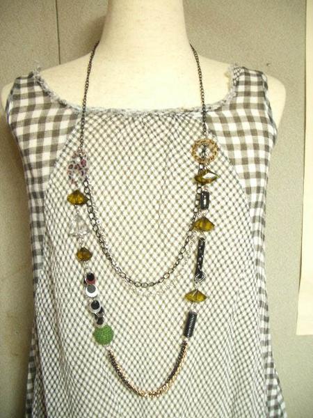 { great popularity } color beads . chain long necklace 08-0071 green 