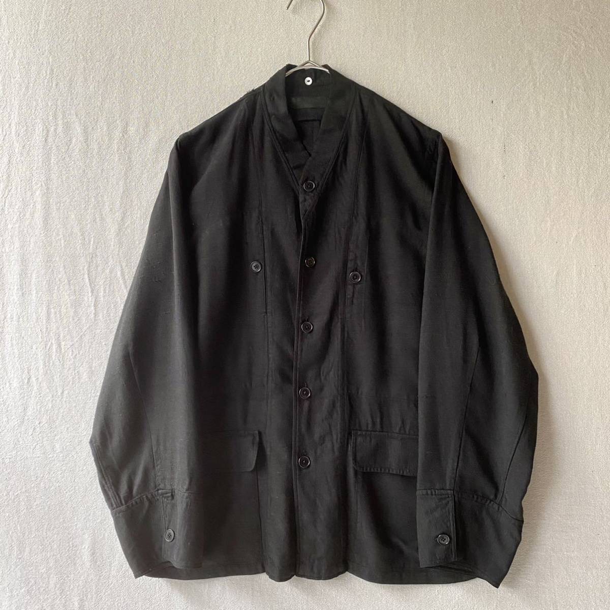 当社の 【後染め リネン】40s 50s JAPAN Vintage シャツ / ブラック