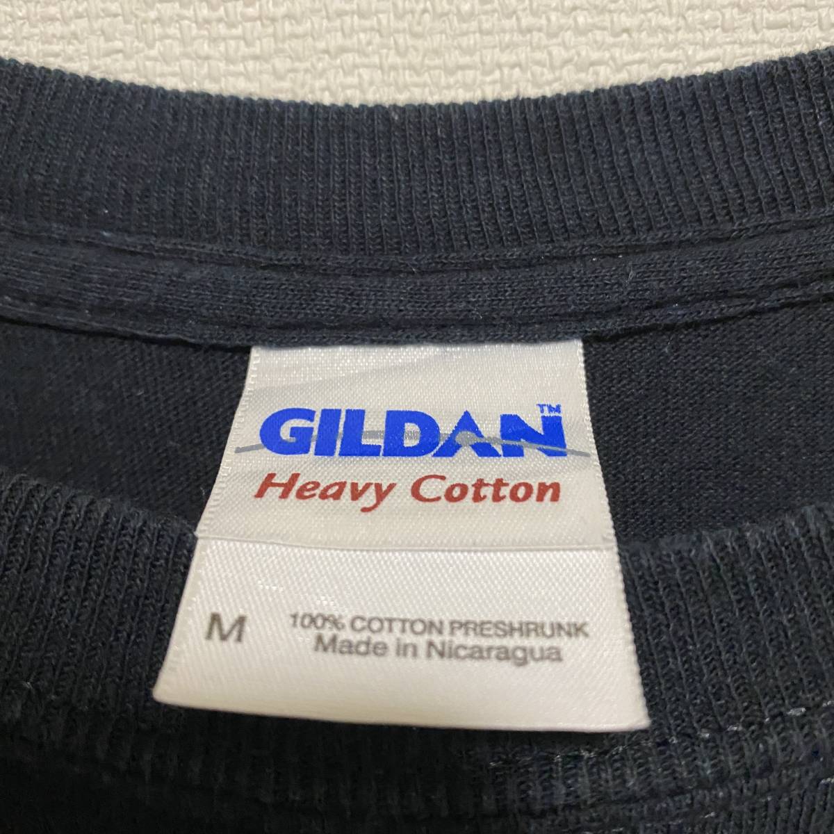 アメリカ古着　半袖Tシャツ　ブラック　GILDAM　ギルダン　黒色　プリント　コットン　メンズ　Mサイズ　【E4】_画像9