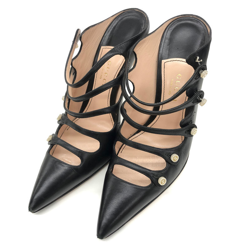 グッチ GUCCI パンプス ロゴ 371/2 ブラック charcas.gob.mx