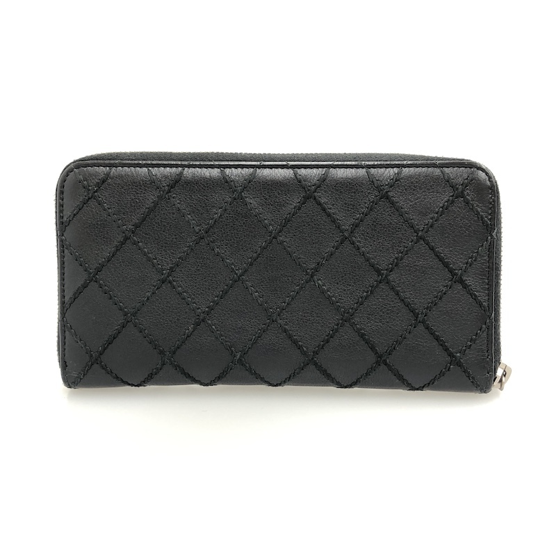シャネル CHANEL 長財布 ワイルドステッチ ココマーク ブラック